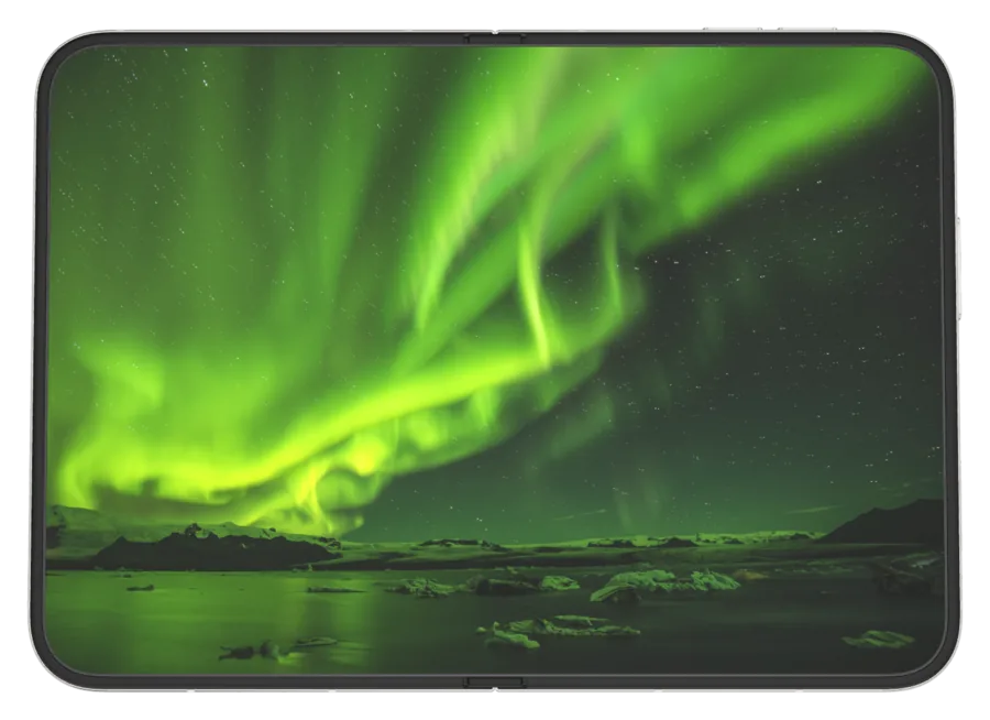 Dark Aurora 3 shown on iPhone Duo