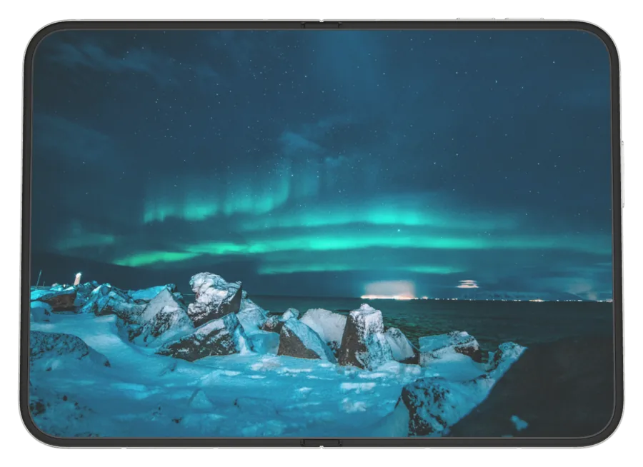 Dark Aurora 4 shown on iPhone Duo
