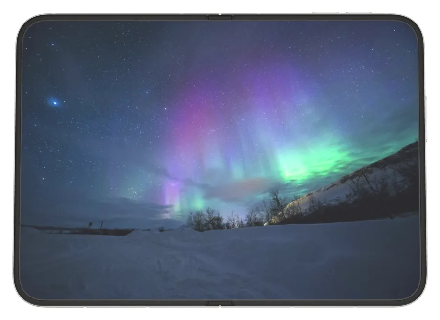 Dark Aurora 5 shown on iPhone Duo