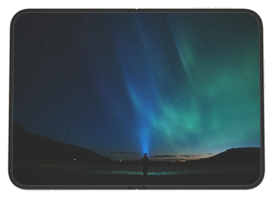 Dark Aurora 6 shown on iPhone Duo