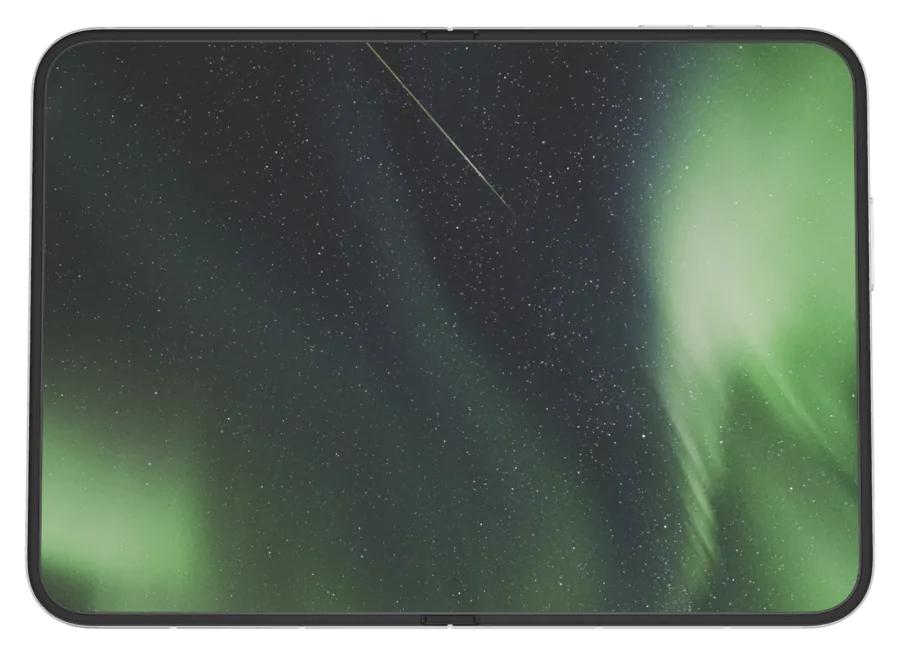 Dark Aurora 9 shown on iPhone Duo