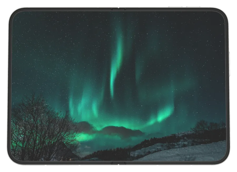 Dark Aurora 10 shown on iPhone Duo