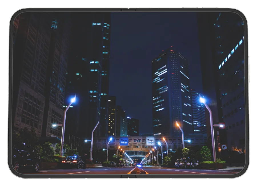 Dark City 8 shown on iPhone Duo
