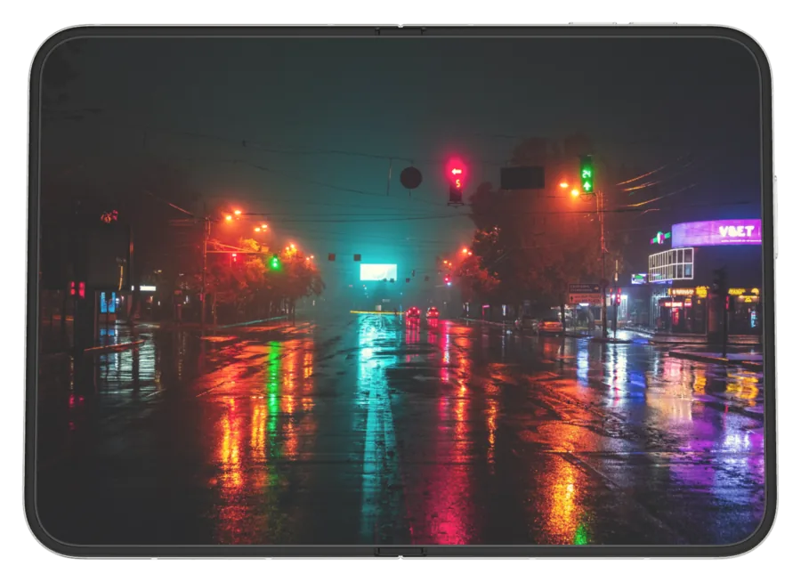 Dark Cyberpunk 5 shown on iPhone Duo