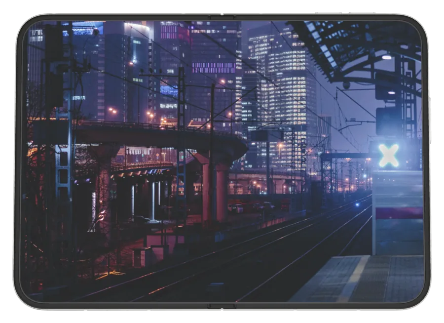 Dark Cyberpunk 8 shown on iPhone Duo