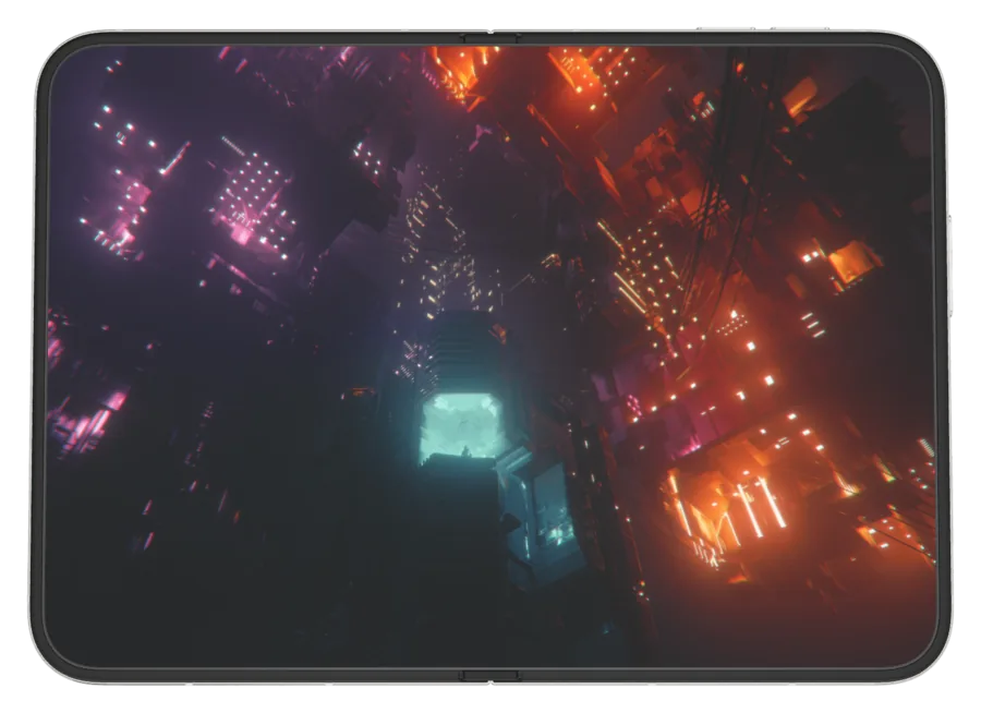 Dark Cyberpunk 12 shown on iPhone Duo
