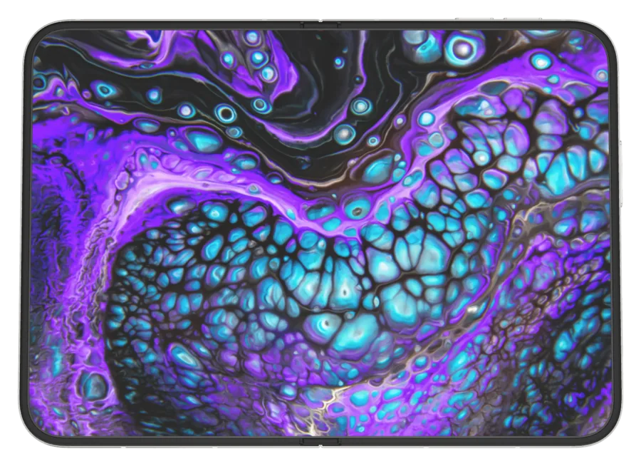Dark Liquid 7 shown on iPhone Duo