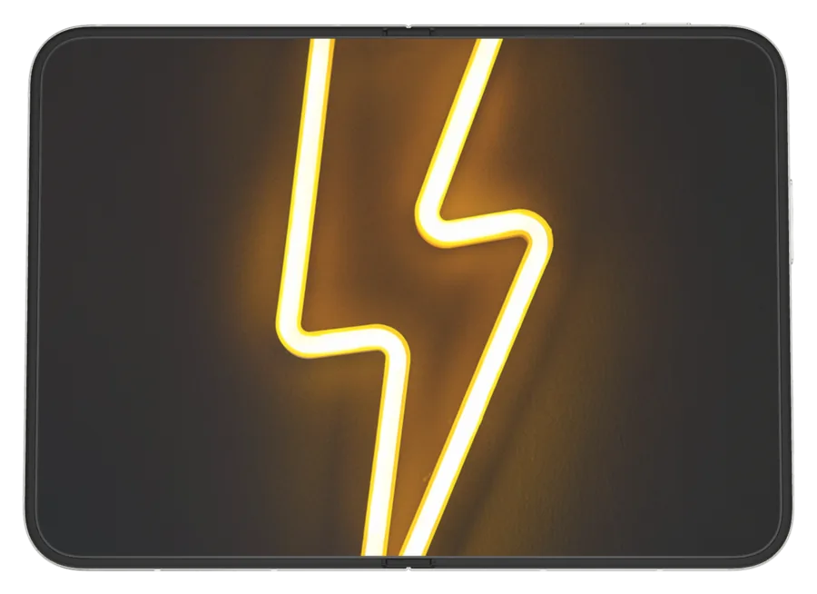Dark Neon 7 shown on iPhone Duo